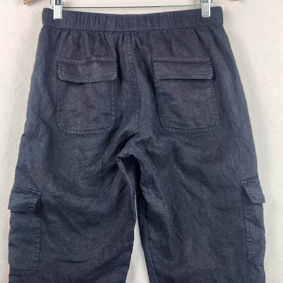 Nicole Miller Women's 100% Linen Cargo Jogger Pants Women’s SZ M Navy  EUC - Picture 9 of 15